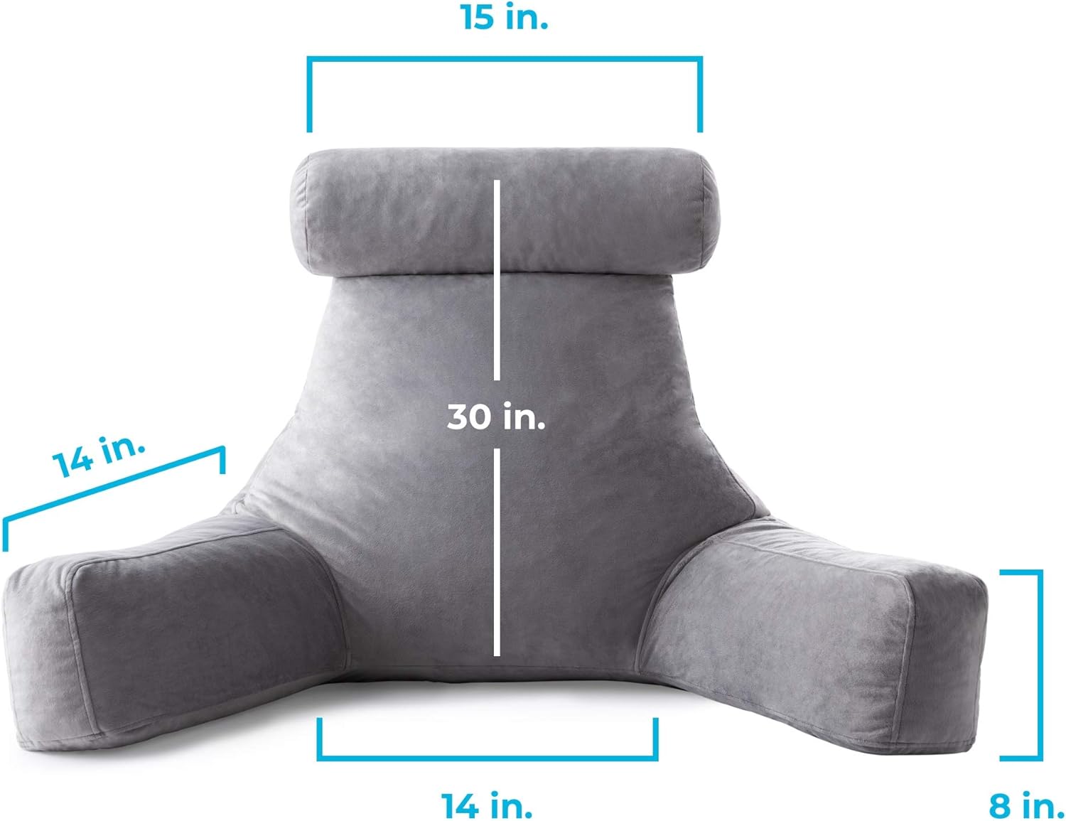 Linenspa Shredded Foam Reading Pillow with Neck Support - Extra Large Design for Adults - Perfect for Back Support While Relaxing, Gaming, Reading, or Watching TV - Soft Velour Cover: Home & Kitchen