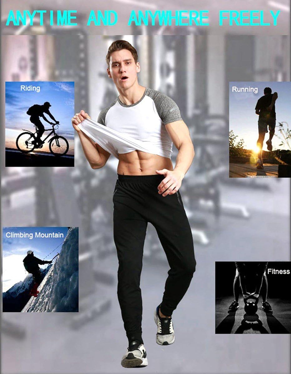 TBMPOY Men's Athletic Running Sport Jogger Pants with Zipper Pockets: Clothing