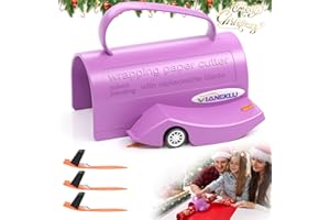 VIANEKLU Gift Wrap Cutter, Wrapping Paper Cutter with 3 Replaceable Blade Sets for Christmas Paper Gift Wrapping, Wrapping Paper Cutter Slider, Birthdays, Holidays, Party, Baby Shower, Gifts