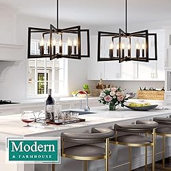 Bairth 8-Light Black Chandelier, Farmhouse Dining