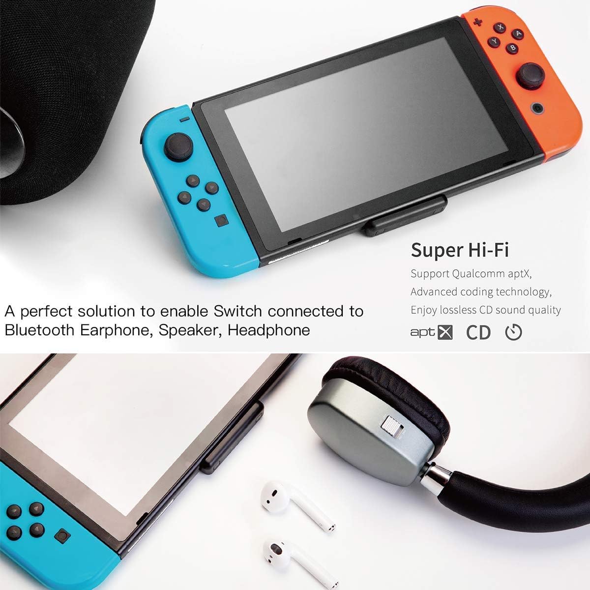 Gulikit Route Air Nintendo Switch Bluetooth Adapter Wireless Audio Transmitter PS4 PC Laptops for Airpods Bluetooth Headphone Speakers: MP3 Players & Accessories