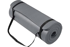 BalanceFrom Yoga Mat 1-Inch Extra Thick High-Density Exercise Mat with Non-Slip Surface & Carry Strap for Men & Women Tear-Resistant Pilates Workout Mat for Home Gym, Floor Fitness, Multiple Colors