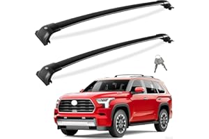 Tuyoung 260lbs Lockable Roof Rack Cross Bars Compatible with Toyota Sequoia 2023-2025 with Flush Rails，Aluminum Roof Rails Crossbars Cargo Bars Canoe Kayak Car Snowboard Rooftop Cargo Carrier Luggage