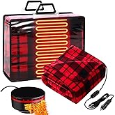 Tuanse Car Heated Blanket Set 12v Car Heater and Heating Blanket for Cars Cigarette Lighter 58 x 43 for Truck, SUV or Rv 120w Automotive Heated Throw Winter Truck Accessories for Camping or Travel