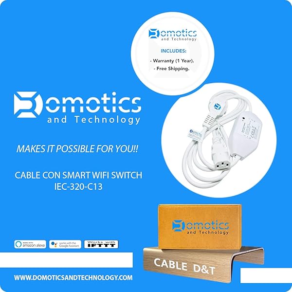 Cable con Smart WIFI Switch   IEC 320 C13   Le permite controlar el encendido y apagado de cualquier equipo que posea una entrada tipo JACK C13