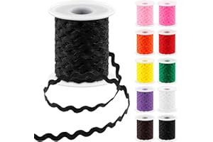 Glarks 1Pcs 27Yard/25M Black Rick Rack Trim Ribbon Wave Sewing Bending Fringe Trim for DIY Sewing Crafts Wedding Bridal Dress
