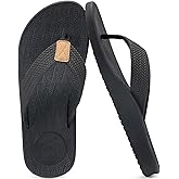 KuaiLu Mens Flip Flops Arch Support Comfortable Summer Beach Thong Sandals Yoga Foam Cushion Slip on Slippers