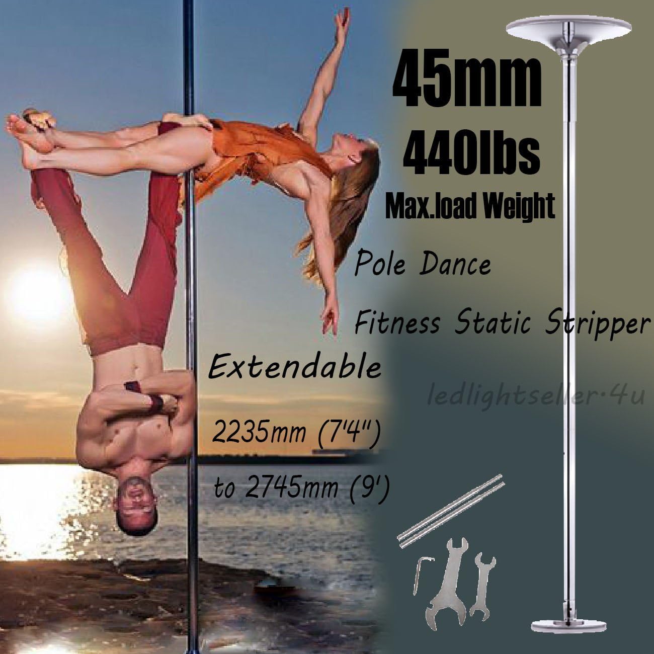 paneltech portátil 45 mm Fitness ejercicio Spinning estática Pole Dance Stripper tira portátil 440lbs: Amazon.es: Deportes y aire libre