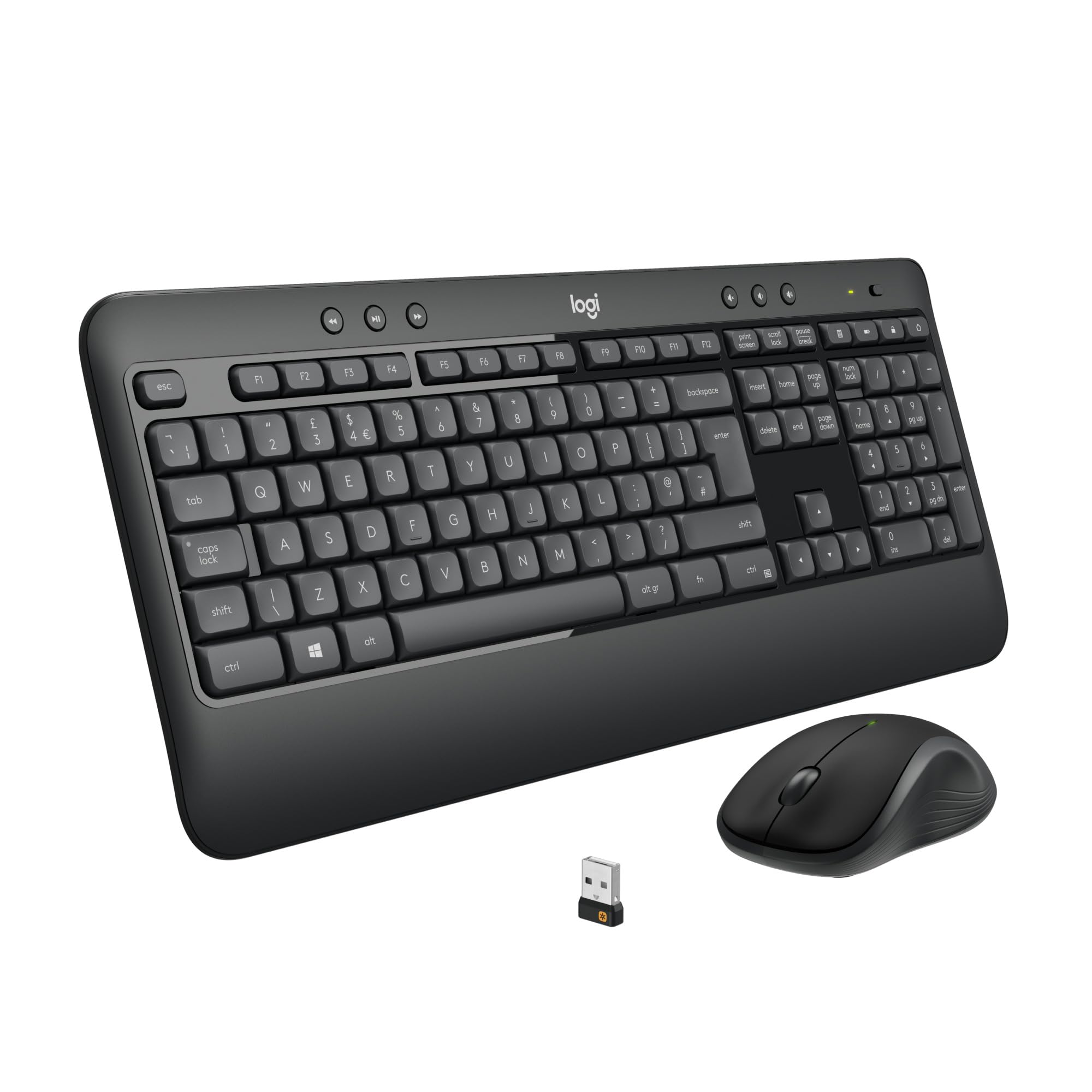 Logitech MK540 Advanced Wireless Keyboard and Mouse Combo for Windows, 2.4 GHz Unifying USB-Receiver, Multimedia Hotkeys, 3 Year Battery Life, for PC, Laptop, QWERTY UK English Layout, Black