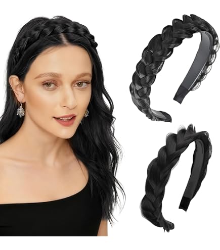 2PC Braided Headbands Faux Hair Braid Fishbone Twist Women\'s Fashion Accessories Wig Twist Headbands for Women Wide Fishbone Braids Hairbands  main image 2