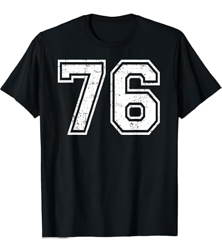 Amazon.com: #76 White Outline Number 76 Sports Fan Jersey Style T