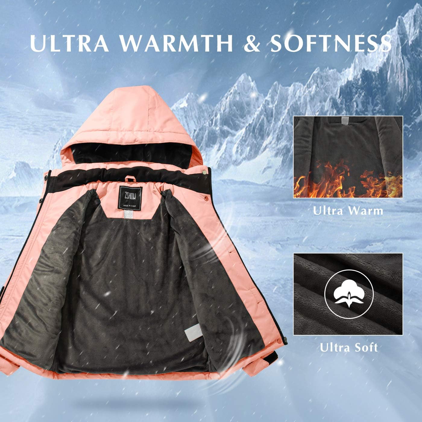 ZSHOW Girls' Waterproof Ski Jacket Warm Winter Snow Coat Fleece Raincoats: Clothing