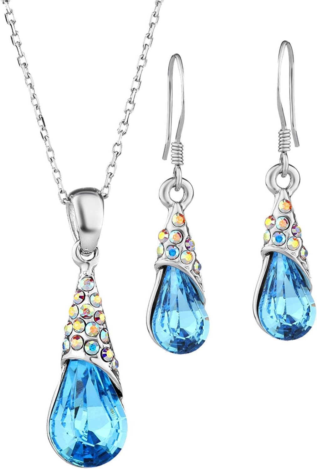 Neoglory Platinum-Plated Teardrop Jewelry Set with Crystal Embellished with Crystals from Swarovski