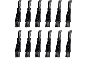 LinMei 12PCS Electric Shaver Cleaning Brush Double-Sided Nylon Bristles with Non-Slip Handle for Razors Trimmers Hair Clippers (Black)
