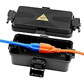 DIQMIAQ Outdoor Electrical Box Waterproof IP54 Black Outdoor Extension Cord Cover(Inner 6.5 x 3.5 x 2.2inch), Wall-Hangable Waterproof Box for Plug, Halloween, Christmas String Lights (1 PCS Black)