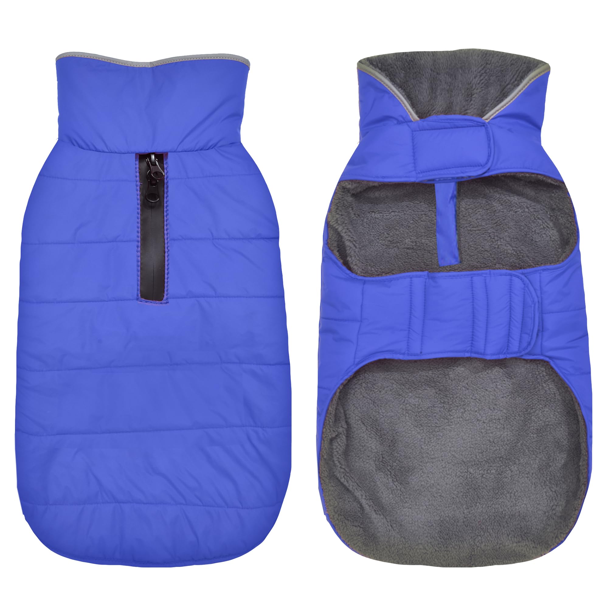 Petglad Dog Winter Coat, Waterproof Dog Jacket with Leash Hole, Reflective Adjustable Pet Snow Vest, Warm Fleece Sweater for Small Medium Large Dogs - Blue, 2XL Image