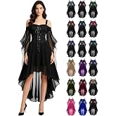Women's Witch Dress Halloween Costumes Gothic Punk Dress Renaissance Medieval Vampire Butterfly Sleeve Mesh Party Outfits