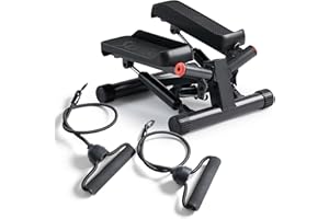 Sunny Health & Fitness Smart Twist Stepper with Resistance Bands, Bluetooth App Connectivity, Adjustable Step Height, 135 KG 