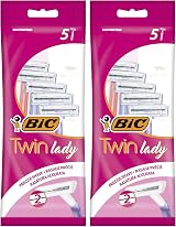 BIC Twin Lady Sensitive Razor Pack of 10 - 2 Blades, 5 Pastel Colors