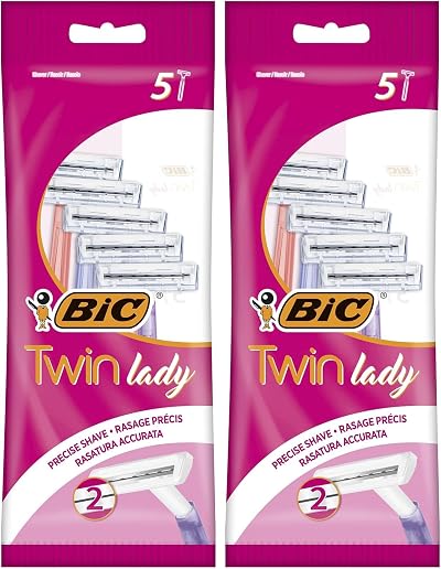 BIC Twin Lady Sensitive Razor Pack of 10 - 2 Blades, 5 Pastel Colors
