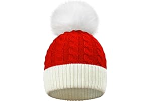 BLESKY Christmas Knit Santa Hat Baby Knitted Beanie Hat for Infant‌ Toddler‌ 0 to 3 Years Old Red