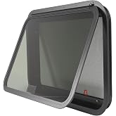 HECASA 30"W x 20"H RV Emergency Exit Window w/Trim Ring &amp; Screen Tinted | Glass Side Window Push Out Egress for Cargo, Camper, Horse Trailer Aluminium Tempered Glass Plastic Rubber