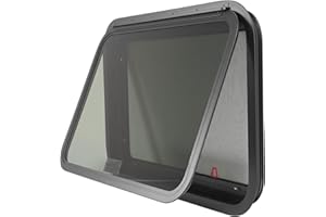 HECASA 30"W x 20"H RV Emergency Exit Window w/Trim Ring & Screen Tinted Glass Side Window Push Out Egress for Cargo, Camper, Horse Trailer Aluminium Tempered Glass Plastic Rubber