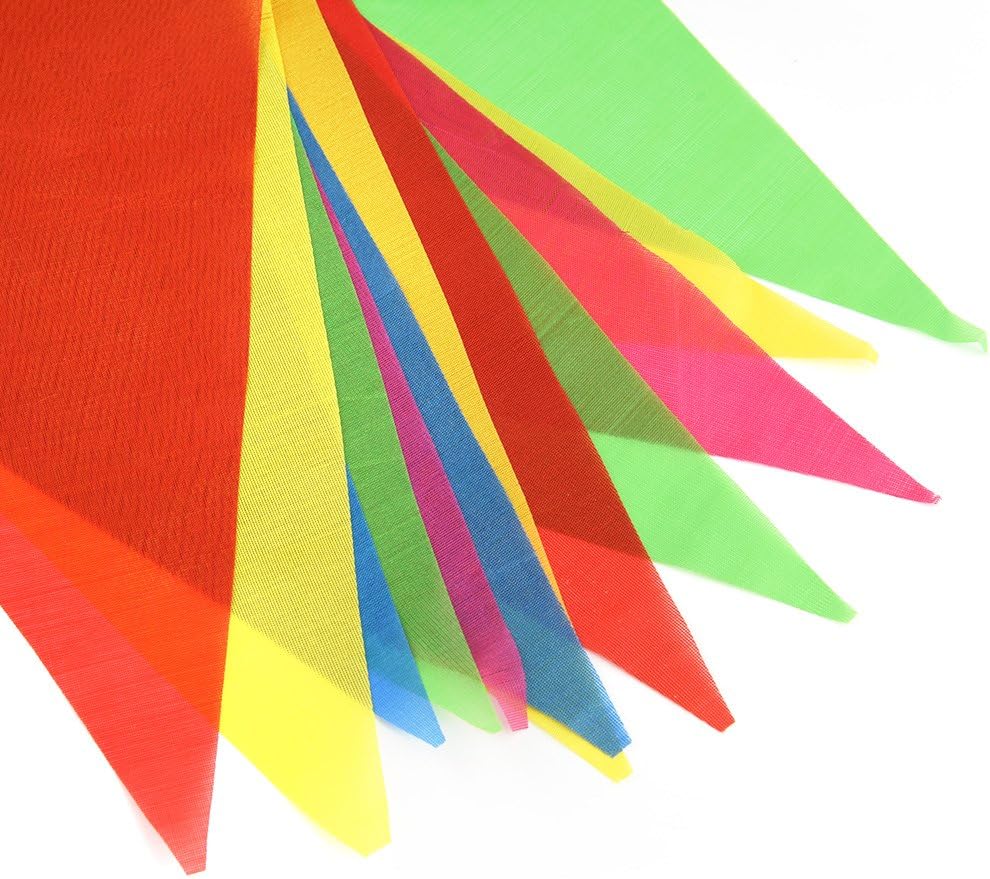 FEPITO 374Feet/114M 300 Flags Multicolor Bunting Banner Flags Double Sided Nylon Pennant Banners for Wedding Birthday Party Garden Home Decoration - Image 5