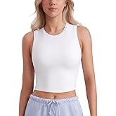 CRZ YOGA Butterluxe Soft Double Lined Tank Tops for Women - Yoga Workout Casual Going Out High Neck Basic Sleeveless Shirt