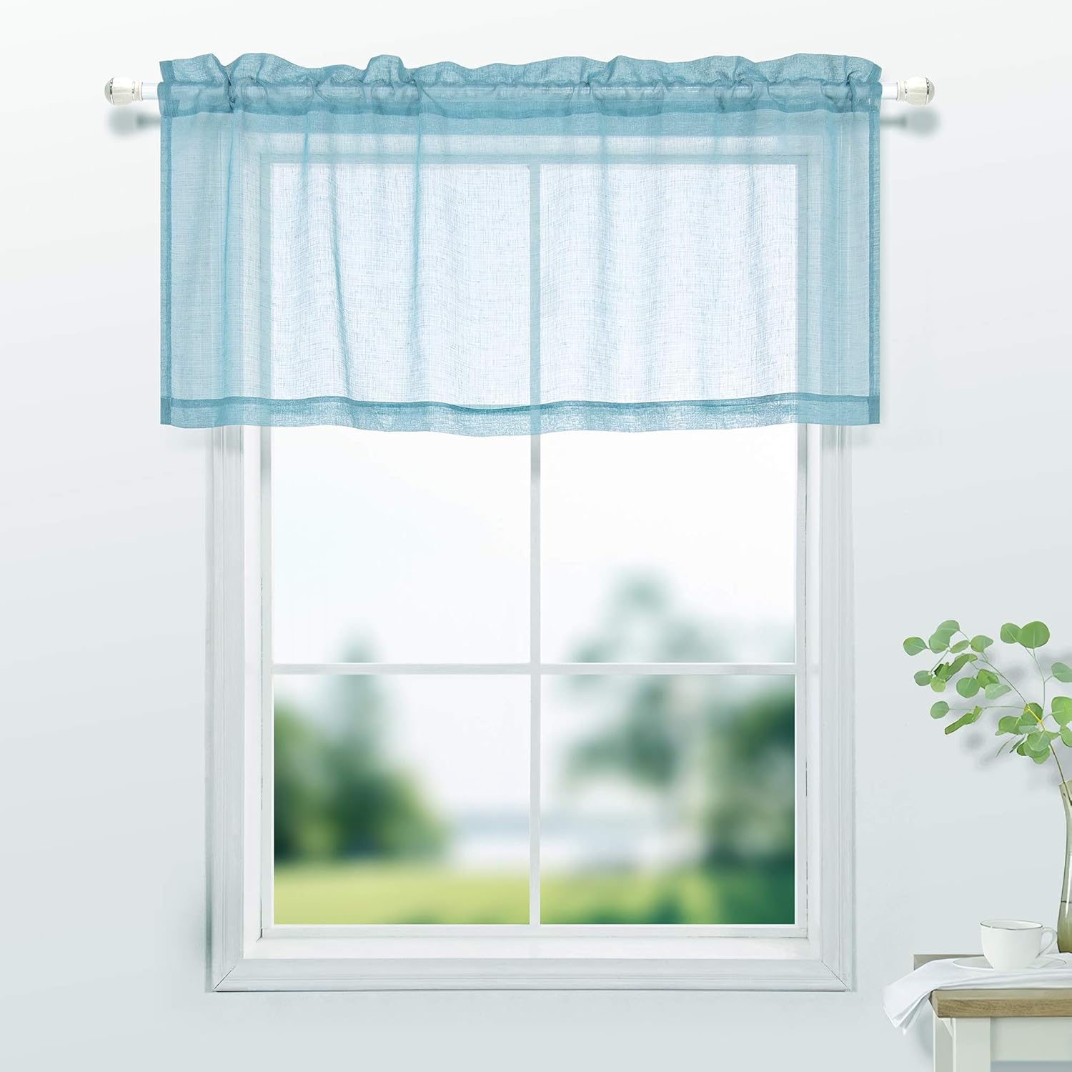 KOUFALL Light Blue Valances 18 Inch Length for Windows Living Room 1