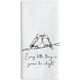 TNUW Bird Inspirational Kitchen Towels 16x24 Inch, Every Little Thing is Gonna Be Alright Motivational Hand Towels for Bathroom Decor, Inspirational Motivational Gifts Dish Tea Towels for Kitchen
