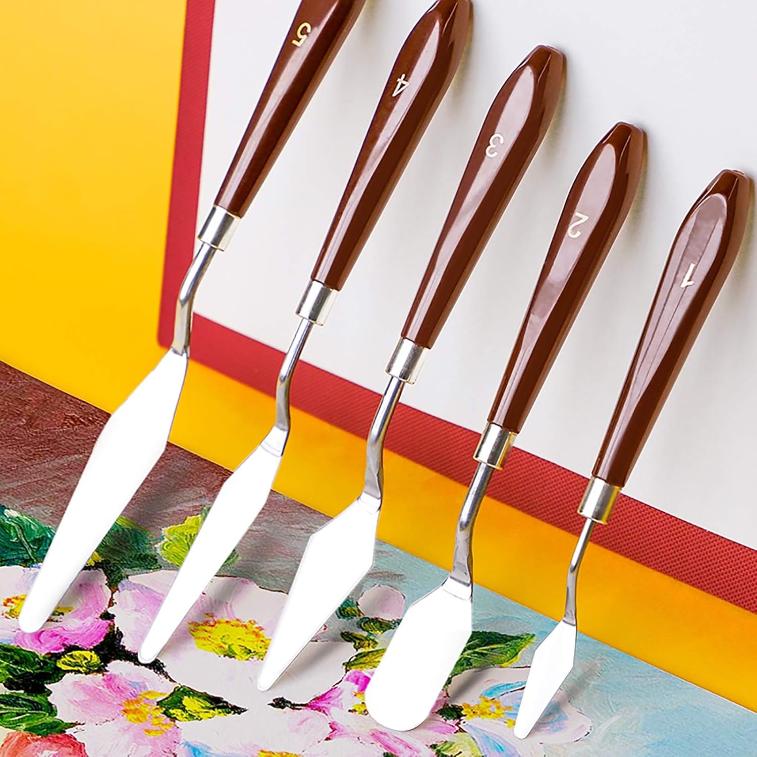WUWEOT 15 Pieces Palette Knife Set, Stainless Steel Spatula Palette Knife Oil Painting Mixing Scraper for Oil, Canvas, Acrylic Painting, 3 Pack