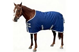 XUANNIAO 1200D Horse Blanket Winter Water Resistant 220g Warm Cotton Filling Liner 1200D Premium Turnout Horse Blanket,Medium Weight Blanket 81 inches,155cm Deep Blue