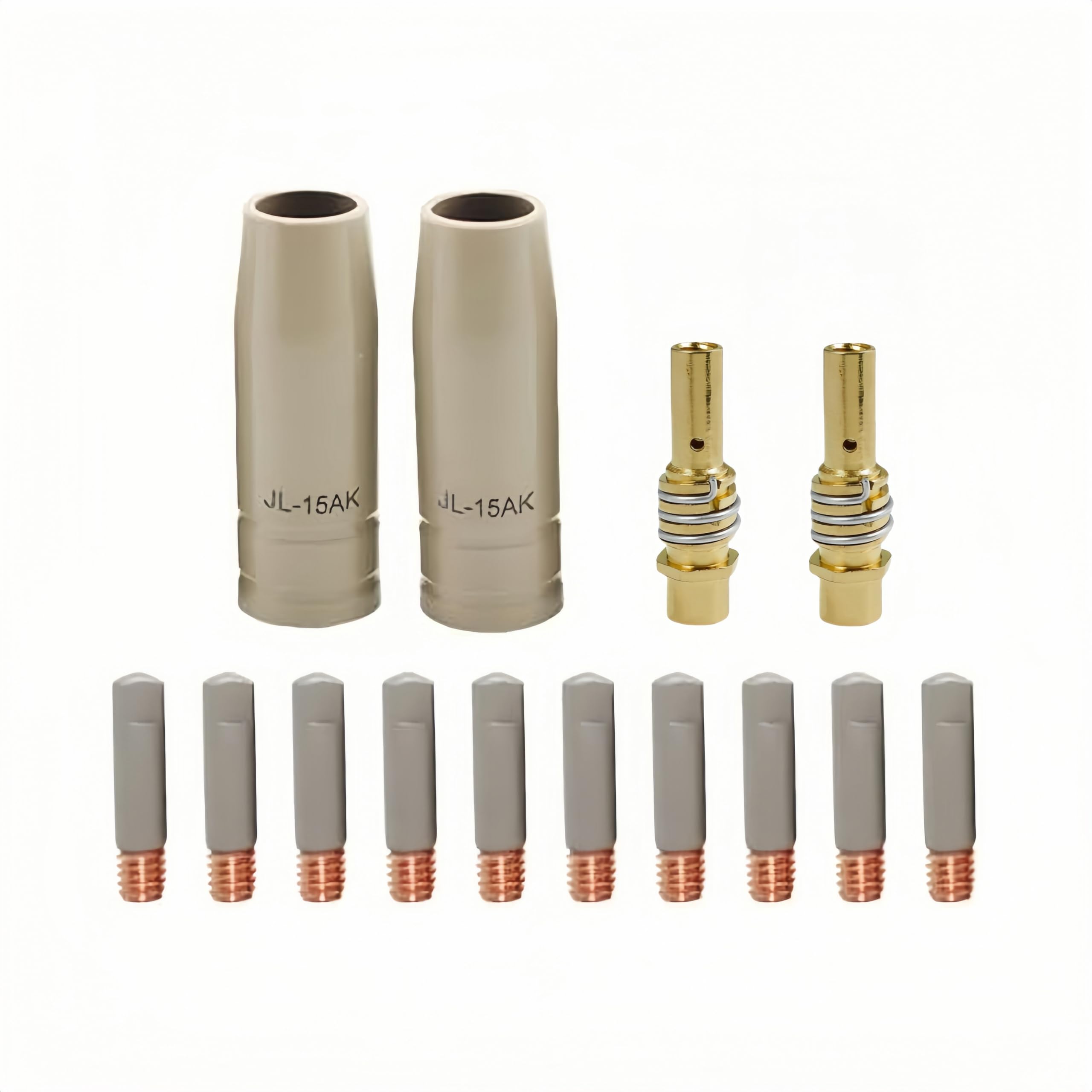 Photo 1 of 14pcs Mig Welding Nozzle Tips .035" with Non-Stick Coating; Ceramic Welding Nozzle Contact Tips Replacement MB15 15AK MIG Welder Accessories,Compatible with 15AK Welding Gun Toch (coated .035" Kit)