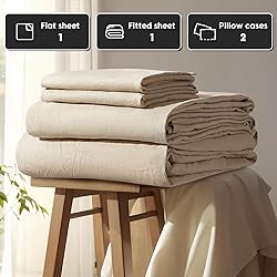 Shilucheng 100% French Linen Sheets - Queen Size