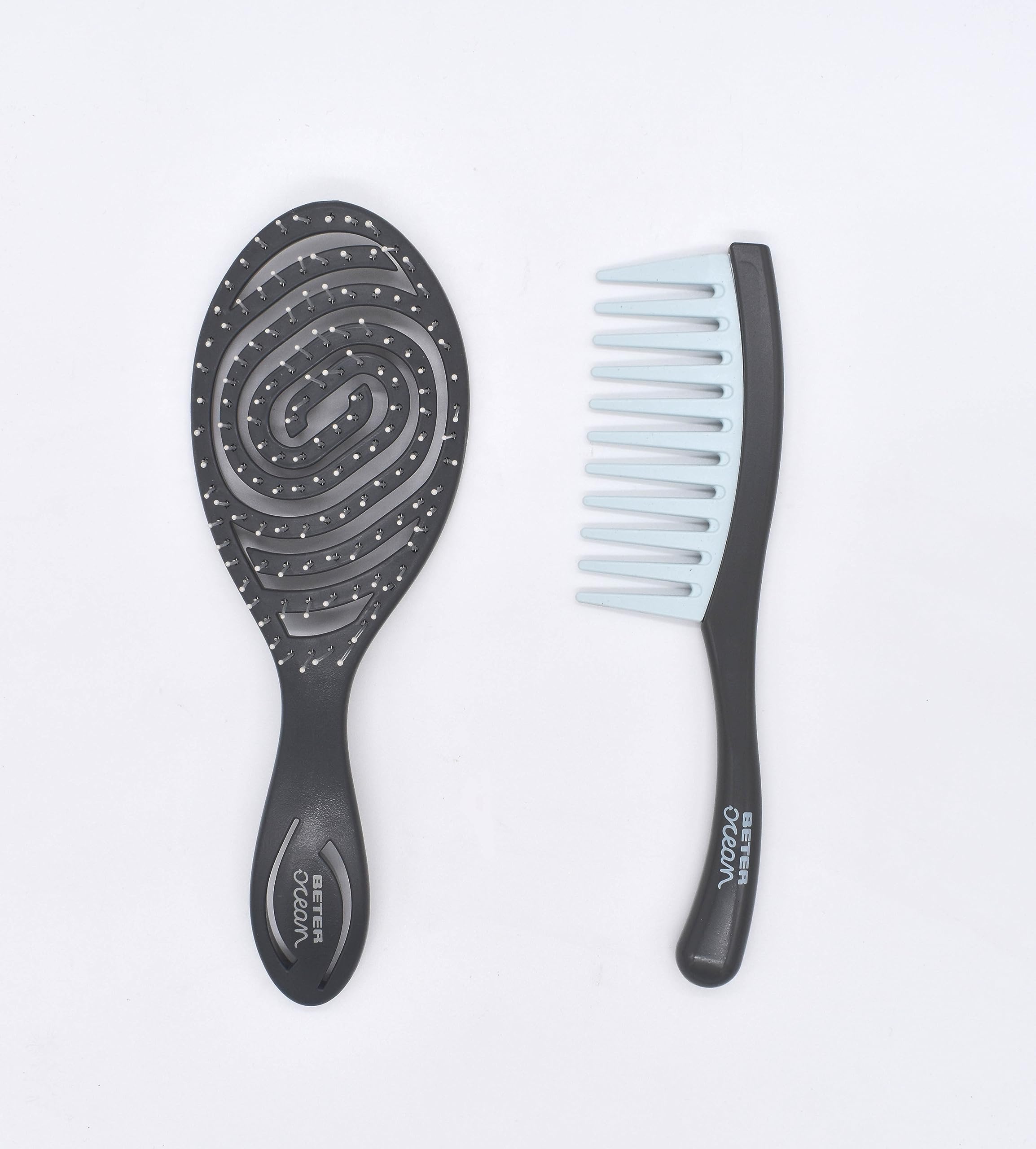 BETER - Ocean Hair Brush and Comb Set - Eco-Friendly Detangling Kit for Wet Hair - Made from Recycled Plastic - Essential Haircare Tools - For Smooth and Stylish Hair