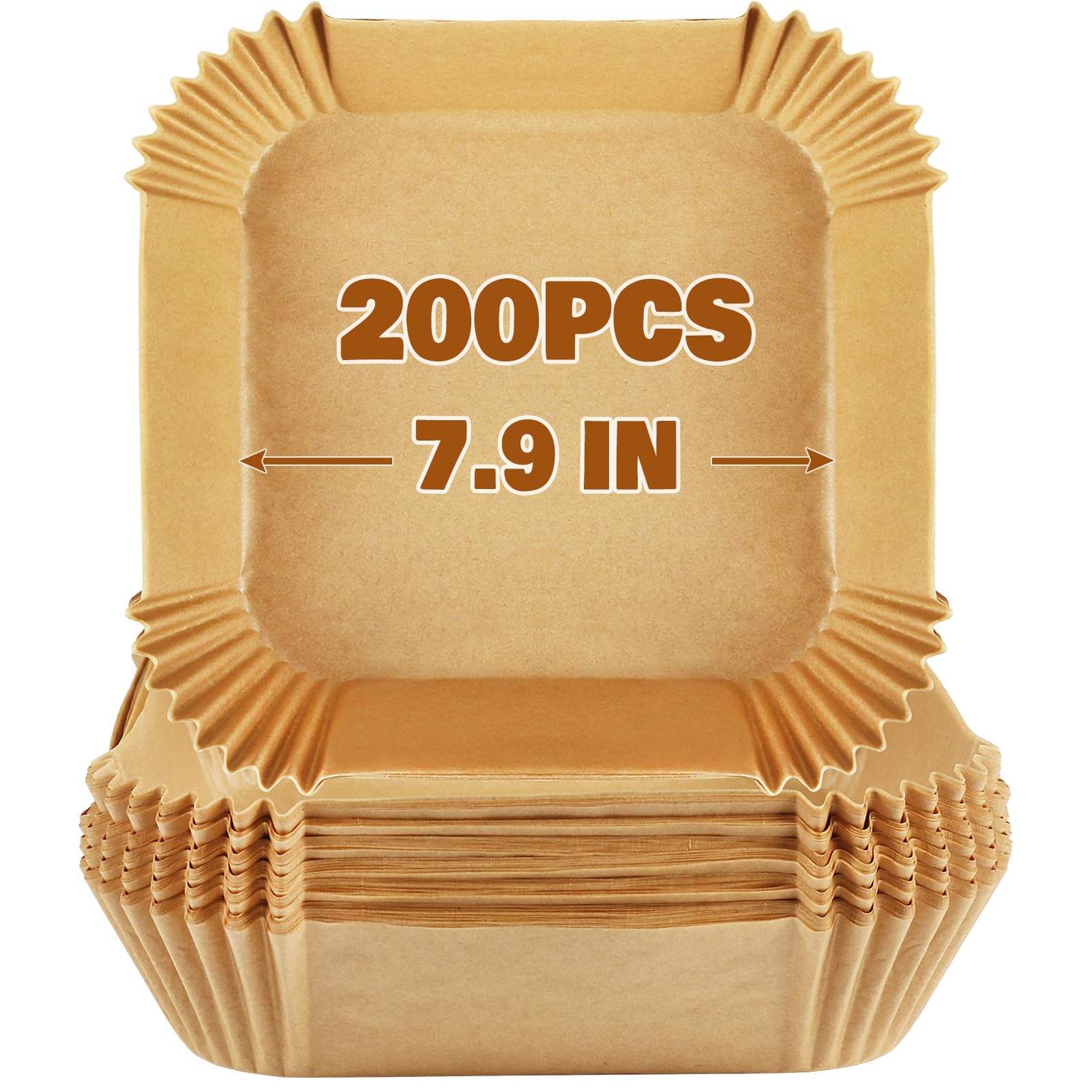 YQL 200PCS Air Fryer Liners Square, 7.9inch Parchment Paper for Airfryer 5L-7.5L, Non Stick Disposable Air Fryer Accessories for Tefal Easy Fry/Philips/COSORI/Ninja/Tefal/Tower/Instant/Uten/Chefman