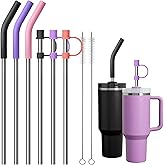 Diumepo Stainless Steel Straws for 40oz Tumblers, Metal Straws Reusable with Silicone Tips for Stanley 40oz Cup,Simple Modern 40 oz Tumbler, Brush