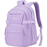 WINDARS Backpack for School Girls, Cute High School Backpacks for Teens Women Student Large Bookbag 15.6 Inch Laptop Bag with USB Charger Port for College Work Travel Trip (Purple)