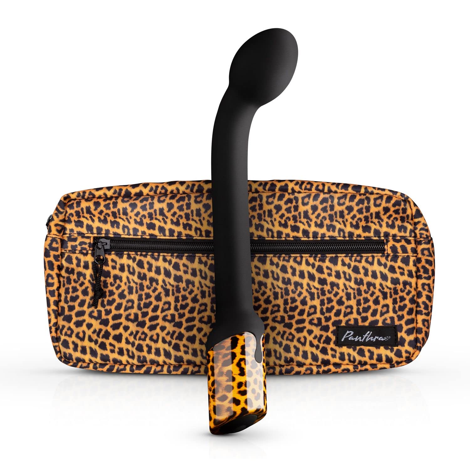 Panthra G-Spot Vibrator Nila - G-Spot Stimulator for Woman - Curved Design and Flexible Material - G- Spot Massager Incl. Matching Fanny Pack - Leopard Print Vibrator