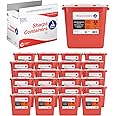 Dynarex 4627 Sharp Container, Provides a Safe Disposal of Medical Waste and Needles, Non-Sterile & Latex-Free, 2 Gallons, Made with Thermoplastic, Red, Pack of 24