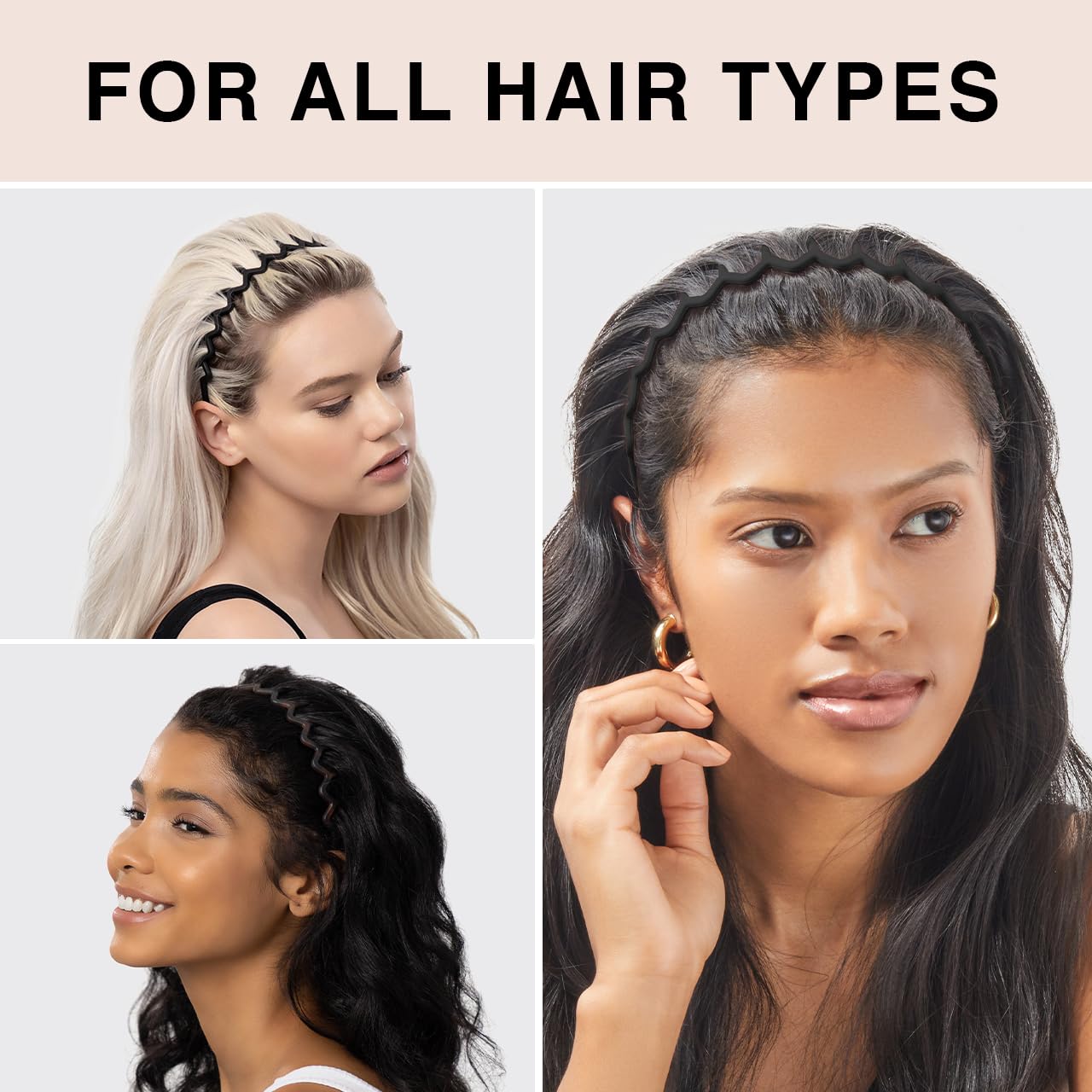 Kitsch Zig Zag Headbands, Recycled Plastic Wavy Hair Band with Teeth, Headband for Women and Men, Classic 90s Hair Accessories, 2pcs (Black and Brown) - Image 5