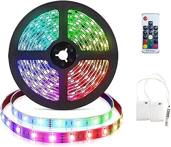 tira de luces led rgb de 3m con pilas tira de luces led rgb flexible luces de cuerda a prueba de agua con caja de alimentacion de bateria y control