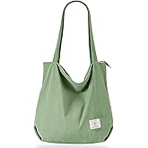 KALIDI Women Corduroy Tote Bag Zipper Casual Tote's Handbag Big Capacity Shoulder Bag with Pockets