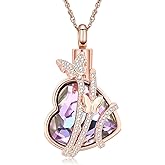shajwo Butterfly Heart Urn Necklaces Cremation Jewelry for Ashes for Women Men Memorial Human Ashes Pendant