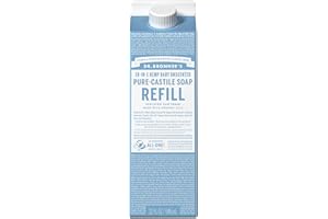 Dr. Bronner's Pure-Castile Liquid Soap Refill - Made with Regenerative Organic Certified Oils, 86% Less Plastic - 18-in-1 Uses, For Face, Body Wash, Hand Soap Refill & More - Baby Unscented, 32oz