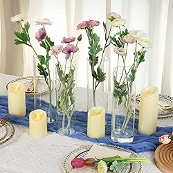 Fixwal Flower Vases, 12" H x 3.5" W, Clear Glass