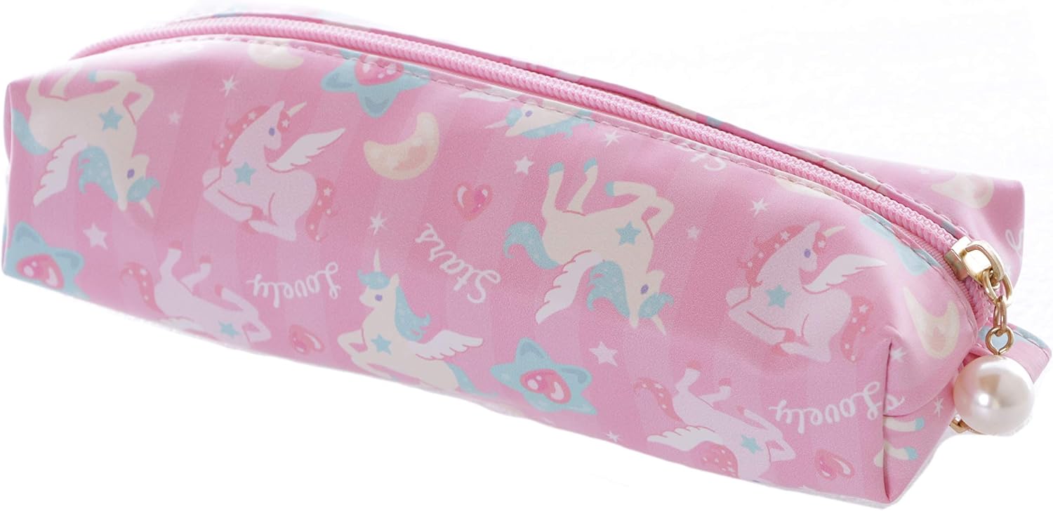 LB-2016-2 Pink Pastel Pegasus Horse Stars Moon Pencil Case Cosmetic Bag Kawaii, ca. 20cm x 7cm x 4,5cm