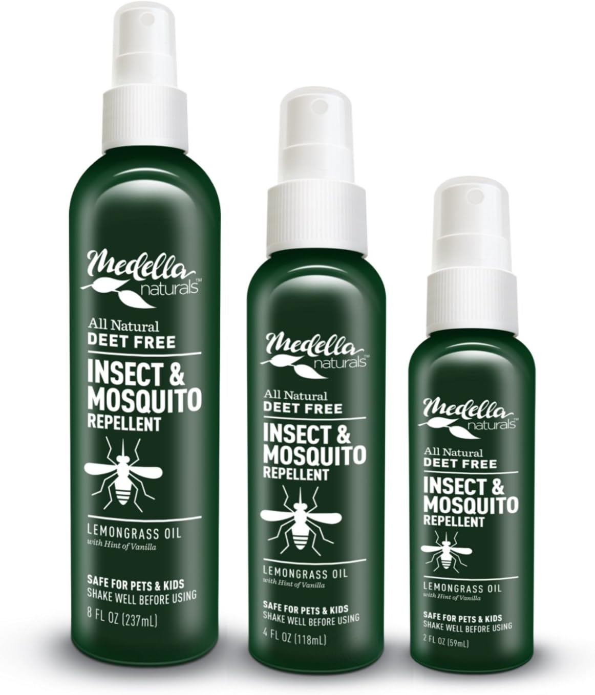 All Natural Insect Repellent by Medella Naturals, Travel Pack - Deet-Free Insect Repellent and Mosquito Repellent for Adults, Kids & Pets - Pump Spray Bottle, Ideal for Travel