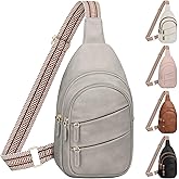 Tenot Crossbody Bags for Women Small Sling Bag Waterproof Cross Body Chest Bag Fanny Pack Travel Purse for Camping Hiking Travel Gray